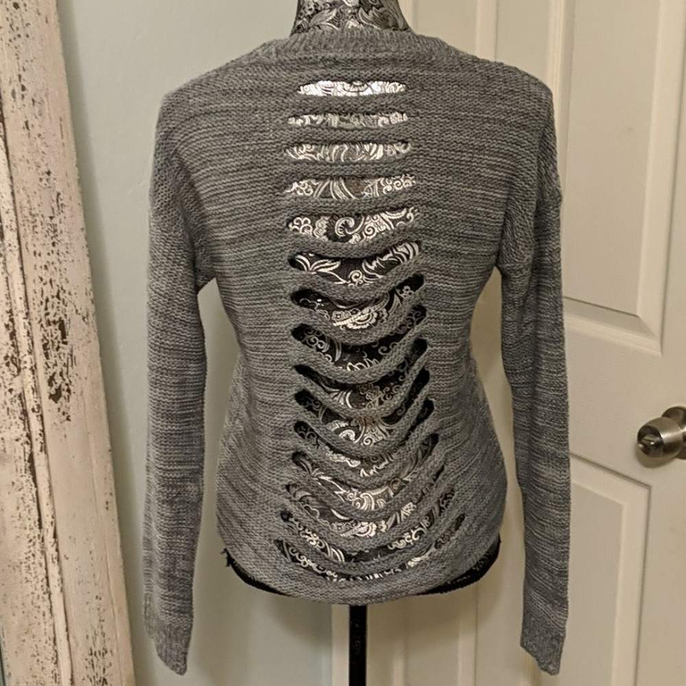 Don't Ask Why AEO grey slash sweater - Picture 1 of 5